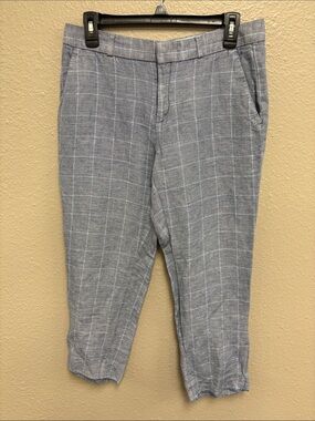 Ladies Light Blue Windowpane Dress Pants